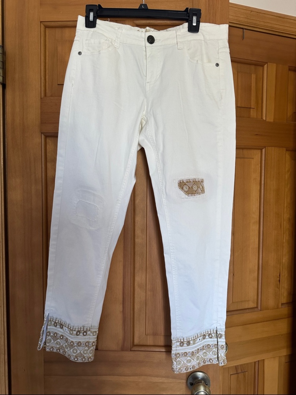 Desigual White Embellished Ankle Jeans